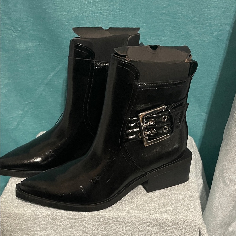Wild Fable Black Ankle Boots with Silver Buckle